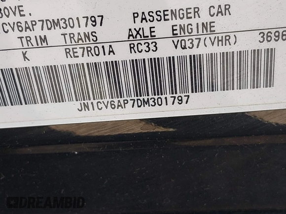 2013 Infiniti G37 Journey with VIN JN1CV6AP7DM301797, listed as a IAAI auction lot 42017915 with 114,883 mi miles and . Bid and sale history available at DreamBid. Image 9.