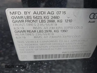 2016 Audi Q5 Premium Plus with VIN WA1L2AFP0GA026971, listed as a IAAI auction lot 41630172 with 98,077 mi miles. Bid and sale history available at carsss.com. Image 9.