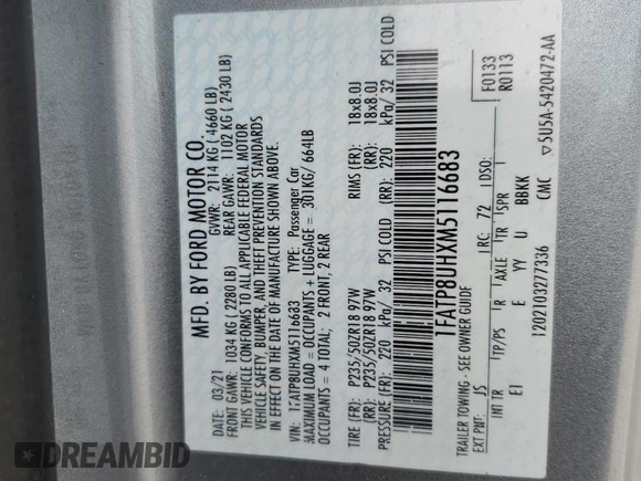 2021 Ford Mustang EcoBoost с VIN 1FATP8UHXM5116683, выставлен на аукционе Copart как лот 86470524 с пробегом 76 093 миль миль и Списание • Salvage title. История ставок и продаж доступна на DreamBid. Изображение 13.