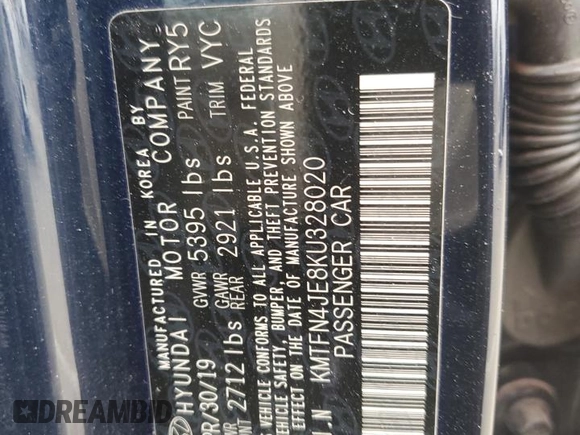 2019 Genesis G80 3.8L z VIN KMTFN4JE8KU328020, wystawiony jako Copart lot #58750905 z przebiegiem 72 415 mil mil oraz Szkoda całkowita • Salvage title. Historia ofert i sprzedaży dostępna na DreamBid. Obrazek 12.