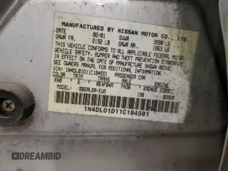 2001 Nissan Altima GXE with VIN 1N4DL01D11C184591, listed as a Copart auction lot 41699465 with 104,431 mi miles and Salvage Title. Bid and sale history available at carsss.com. Image 13.