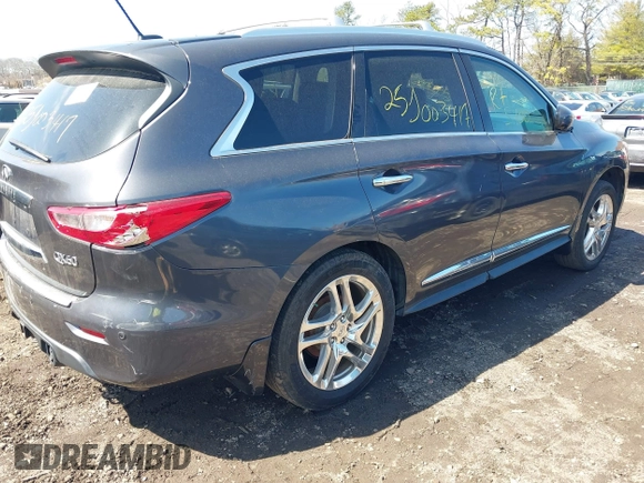 2014 Infiniti QX60 with VIN 5N1AL0MM7EC501977, listed as a IAAI auction lot 41942891 with Not Provided miles. Bid and sale history available at carsss.com. Image 4.