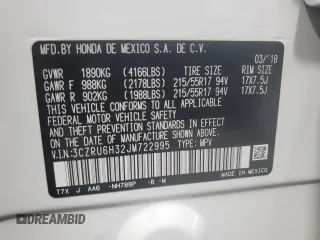 2018 Honda HR-V LX with VIN 3CZRU6H32JM722995, listed as a Copart auction lot 55169305 with 28,425 mi miles and Salvage Title. Bid and sale history available at carsss.com. Image 13.