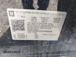 2018 Chevrolet Silverado 1500 LTZ with VIN 3GCUKSEC9JG469059, listed as a IAAI auction lot 41903377 with 140,245 mi miles. Bid and sale history available at carsss.com. Image 9.