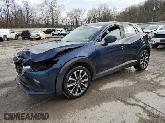 2019 Mazda CX-3 Touring with VIN JM1DKFC72K0446306, listed as a Copart auction lot 51843955 with 76,013 mi miles and Salvage Title. Bid and sale history available at carsss.com. Image 1.