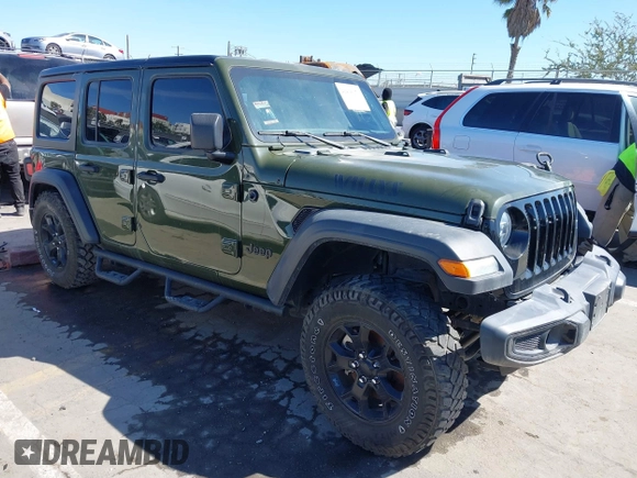 2022 Jeep Wrangler Unlimited Sport with VIN 1C4HJXDG5NW113205, listed as a IAAI auction lot 41836171 with 30,446 mi miles and . Bid and sale history available at DreamBid. Image 1.