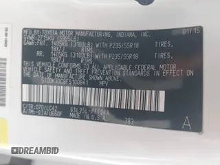 2015 Toyota Sienna Ltd with VIN 5TDDK3DC8FS100841, listed as a IAAI auction lot 41539557 with 219,816 mi miles. Bid and sale history available at carsss.com. Image 9.
