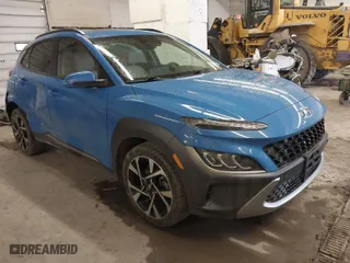 2022 Hyundai Kona Limited with VIN KM8K5CA31NU878259, listed as a IAAI auction lot 42027394 with 34,418 mi miles. Bid and sale history available at carsss.com. Image 1.