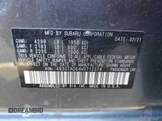 2021 Subaru Impreza Premium z VIN 4S3GTAD64M3712378, wystawiony jako Copart lot #52405735 z przebiegiem 98 077 mil mil oraz Szkoda całkowita • Salvage title. Historia ofert i sprzedaży dostępna na DreamBid. Obrazek 13.
