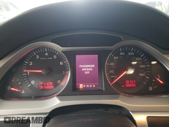 2007 Audi A6 3.2L with VIN WAUDH74F97N166433, listed as a Copart auction lot 49239765 with 159,205 mi miles and Salvage Title. Bid and sale history available at carsss.com. Image 9.