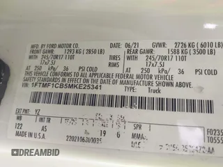 2021 Ford F-150 XL with VIN 1FTMF1CB5MKE25341, listed as a IAAI auction lot 42103478 with 125,369 mi miles and . Bid and sale history available at DreamBid. Image 9.