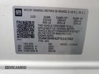 2023 Chevrolet Blazer LT с VIN 3GNKBHR42PS141962, выставлен на аукционе Copart как лот 56935375 с пробегом 28 141 миль миль и Списание • Salvage title. История ставок и продаж доступна на DreamBid. Изображение 14.