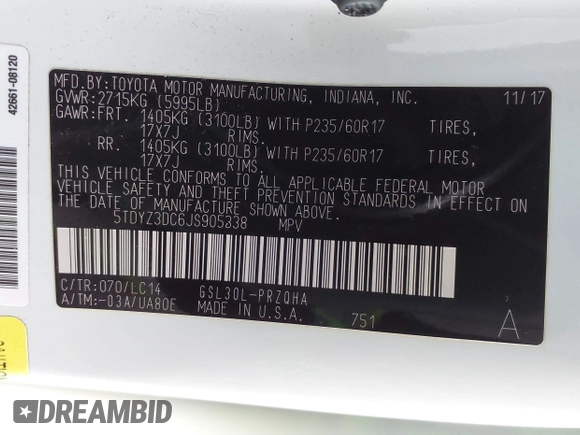 2018 Toyota Sienna XLE Auto Access Seat с VIN 5TDYZ3DC6JS905338, выставлен на аукционе IAAI как лот 42071334 с пробегом 51 604 миль миль и . История ставок и продаж доступна на DreamBid. Изображение 9.