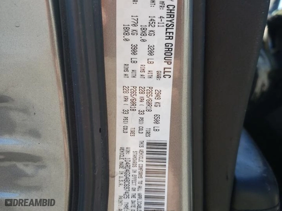 2011 Dodge Durango Crew with VIN 1D4RD4GG4BC697425, listed as a Copart auction lot 46029735 with 0 mi miles and Salvage Title. Bid and sale history available at carsss.com. Image 13.