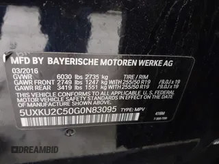 2016 BMW X6 xDrive35i z VIN 5UXKU2C50G0N83095, wystawiony jako IAAI lot #42162171 z przebiegiem 125 324 mil mil oraz . Historia ofert i sprzedaży dostępna na DreamBid. Obrazek 9.