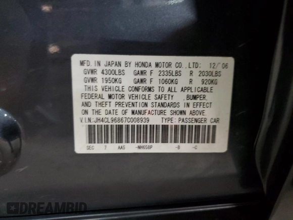 2007 Acura TSX with VIN JH4CL96867C008939, listed as a Copart auction lot 44817885 with 135,873 mi miles and Salvage Title. Bid and sale history available at carsss.com. Image 14.