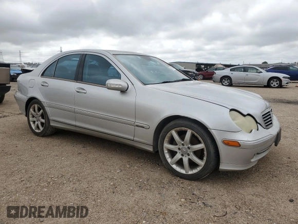 2004 Mercedes-Benz C 230 Kompressor with VIN WDBRF40J84F452074, listed as a Copart auction lot 56025015 with Not provided miles and Salvage title. Bid and sale history available at DreamBid. Image 4.