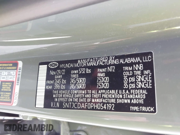 2023 Hyundai Santa Cruz Night Edition z VIN 5NTJCDAF0PH054192, wystawiony jako IAAI lot #40734723 z przebiegiem 9 700 mil mil oraz . Historia ofert i sprzedaży dostępna na DreamBid. Obrazek 9.