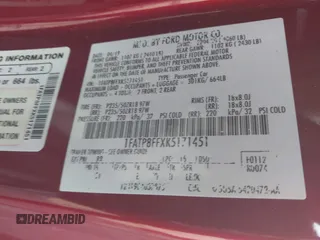 2019 Ford Mustang GT Premium with VIN 1FATP8FFXK5171451, listed as a IAAI auction lot 42211513 with 43,027 mi miles and . Bid and sale history available at DreamBid. Image 9.