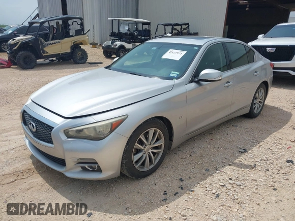 2015 Infiniti Q50 Premium with VIN JN1BV7AP0FM342504, listed as a IAAI auction lot 42127971 with 266,794 mi miles. Bid and sale history available at carsss.com. Image 2.