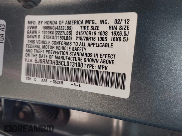 2012 Honda CR-V LX с VIN 5J6RM3H35CL013190, выставлен на аукционе IAAI как лот 42282821 с пробегом 125 147 миль миль и . История ставок и продаж доступна на DreamBid. Изображение 9.