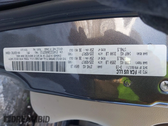 2019 Dodge Grand Caravan SXT with VIN 2C4RDGCG9KR637121, listed as a IAAI auction lot 41636355 with 177,073 mi miles and . Bid and sale history available at DreamBid. Image 9.