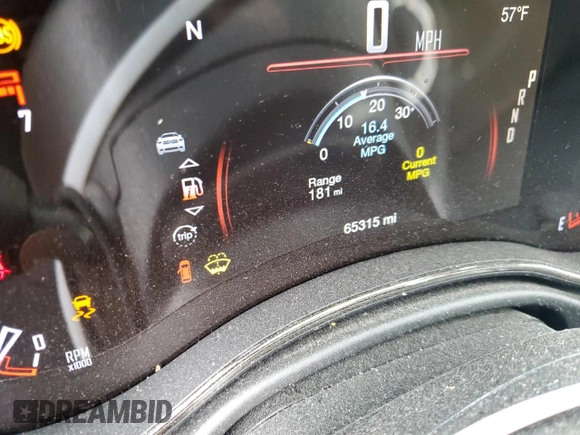 2020 Dodge Durango GT Plus with VIN 1C4RDJDG0LC186117, listed as a Copart auction lot 54266834 with 65,315 mi miles and Salvage title. Bid and sale history available at DreamBid. Image 9.