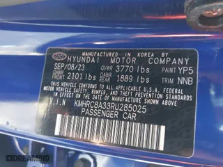 2024 Hyundai Venue Limited with VIN KMHRC8A33RU285025, listed as a IAAI auction lot 41732894 with 16,326 mi miles. Bid and sale history available at carsss.com. Image 9.