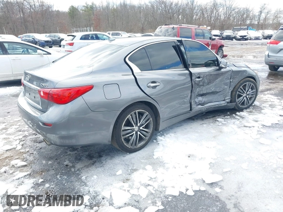 2014 Infiniti Q50 Premium with VIN JN1BV7AR8EM690406, listed as a IAAI auction lot 41525545 with 163,582 mi miles. Bid and sale history available at carsss.com. Image 4.