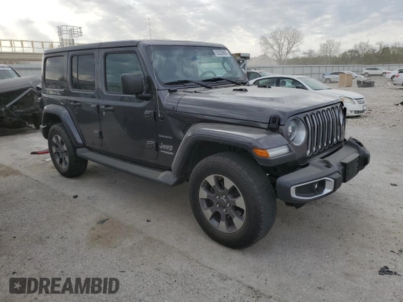 2018 Jeep Wrangler Unlimited Sahara with VIN 1C4HJXEG0JW303941, listed as a Copart auction lot 53029895 with 43,419 mi miles and Salvage title. Bid and sale history available at DreamBid. Image 4.