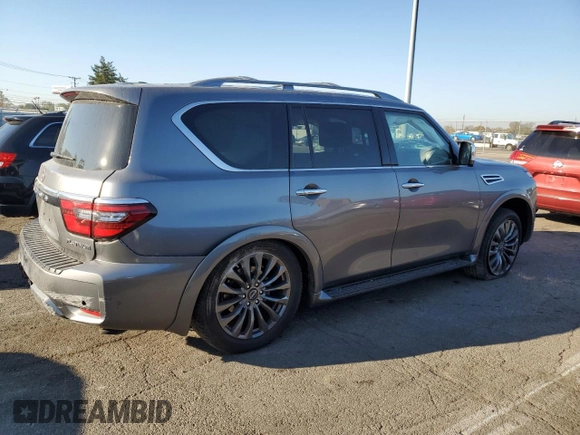 2023 Nissan Armada Platinum with VIN JN8AY2DBXP9834663, listed as a Copart auction lot 76820774 with 17,789 mi miles and Salvage Title. Bid and sale history available at carsss.com. Image 3.