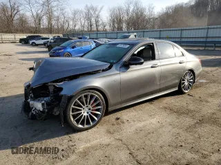 2018 Mercedes-Benz E 43 AMG with VIN WDDZF6EBXJA404444, listed as a Copart auction lot 48979885 with 86,828 mi miles and Salvage title. Bid and sale history available at DreamBid. Image 1.