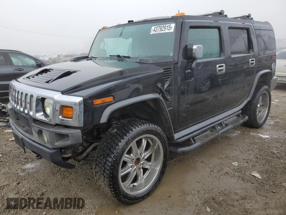 2003 Hummer H2 with VIN 5GRGN23U83H143843, listed as a Copart auction lot 43792915 with 115,569 mi miles and Salvage Title. Bid and sale history available at carsss.com. Image 1.