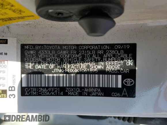 2019 Toyota C-HR XLE z VIN JTNKHMBX4K1061895, wystawiony jako Copart lot #49095605 z przebiegiem 109 974 mil mil oraz Szkoda całkowita • Salvage title. Historia ofert i sprzedaży dostępna na DreamBid. Obrazek 13.