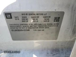 2016 Chevrolet Sonic LS z VIN 1G1JA6SG6G4151340, wystawiony jako Copart lot #50877315 z przebiegiem 117 210 mil mil oraz Szkoda całkowita • Salvage title. Historia ofert i sprzedaży dostępna na DreamBid. Obrazek 13.