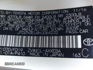 2017 Toyota Prius v Two with VIN JTDZN3EU4HJ064232, listed as a IAAI auction lot 42169858 with 211,994 mi miles. Bid and sale history available at carsss.com. Image 9.
