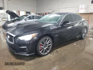 2018 Infiniti Q50 RED SPORT 400 with VIN JN1FV7ARXJM481423, listed as a Copart auction lot 45276725 with 67,558 mi miles and Salvage Title. Bid and sale history available at carsss.com. Image 1.