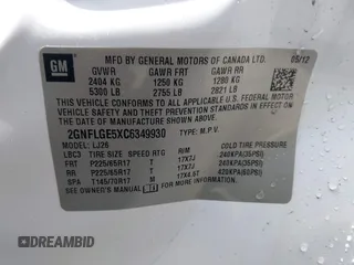 2012 Chevrolet Equinox LTZ with VIN 2GNFLGE5XC6349930, listed as a IAAI auction lot 42033555 with 159,702 mi miles. Bid and sale history available at carsss.com. Image 9.