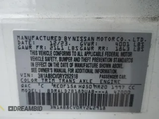 2024 Nissan Sentra SV with VIN 3N1AB8CV0RY262918, listed as a Copart auction lot 51823535 with 38,734 mi miles and Non Repairable. Bid and sale history available at DreamBid. Image 13.