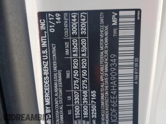 2017 Mercedes-Benz GLS 450 z VIN 4JGDF6EE4HA909349, wystawiony jako Copart lot #55535535 z przebiegiem 57 360 mil mil oraz Szkoda całkowita • Salvage title. Historia ofert i sprzedaży dostępna na DreamBid. Obrazek 13.