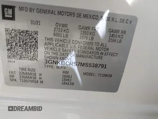 2021 Chevrolet Blazer LT z VIN 3GNKBCRS7MS538791, wystawiony jako IAAI lot #42217259 z przebiegiem 27 367 mil mil oraz . Historia ofert i sprzedaży dostępna na DreamBid. Obrazek 9.