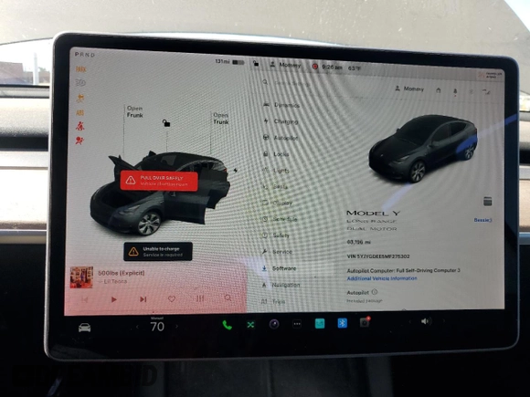 2021 Tesla Model Y Long Range z VIN 5YJYGDEE5MF275302, wystawiony jako Copart lot #54353875 z przebiegiem 63 196 mil mil oraz Szkoda całkowita • Salvage title. Historia ofert i sprzedaży dostępna na DreamBid. Obrazek 9.