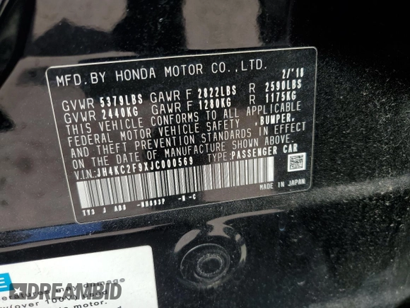 2018 Acura RLX Hybrid Sport with VIN JH4KC2F9XJC000569, listed as a Copart auction lot 76715794 with 71,522 mi miles and Salvage Title. Bid and sale history available at carsss.com. Image 12.