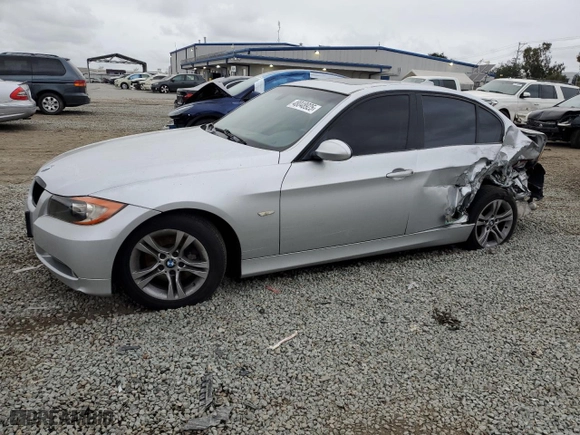 2008 BMW 3 Series 328i with VIN WBAVC53588F009391, listed as a Copart auction lot 48048925 with 124,860 mi miles and Salvage Title. Bid and sale history available at carsss.com. Image 1.