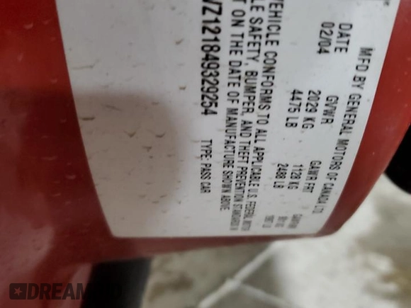 2004 Chevrolet Monte Carlo SS Supercharged z VIN 2G1WZ121849329254, wystawiony jako Copart lot #44712075 z przebiegiem 19 307 mil mil oraz Szkoda całkowita • Salvage title. Historia ofert i sprzedaży dostępna na DreamBid. Obrazek 14.