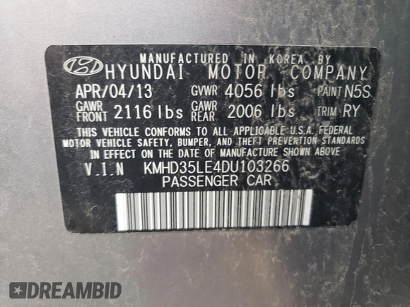 2013 Hyundai Elantra GT with VIN KMHD35LE4DU103266, listed as a Copart auction lot 69179794 with 106,171 mi miles and Salvage Title. Bid and sale history available at carsss.com. Image 13.