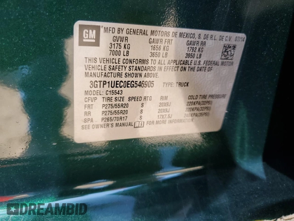 2014 GMC Sierra 1500 SLE z VIN 3GTP1UEC0EG546905, wystawiony jako Copart lot #52583555 z przebiegiem 62 285 mil mil oraz Szkoda całkowita • Salvage title. Historia ofert i sprzedaży dostępna na DreamBid. Obrazek 15.