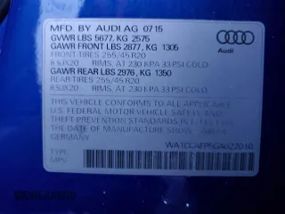 2016 Audi SQ5 Premium Plus with VIN WA1CCAFP5GA022010, listed as a Copart auction lot 83591864 with 93,026 mi miles and Salvage Title. Bid and sale history available at carsss.com. Image 15.