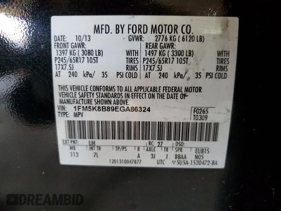 2014 Ford Explorer z VIN 1FM5K8B89EGA86324, wystawiony jako Copart lot #53337705 z przebiegiem 151 318 mil mil oraz Szkoda całkowita • Salvage title. Historia ofert i sprzedaży dostępna na DreamBid. Obrazek 15.