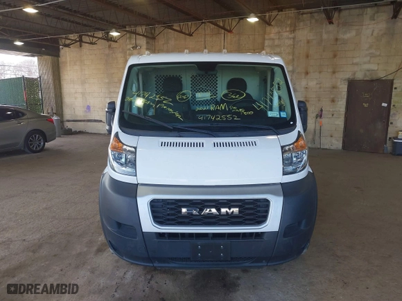 2021 Ram ProMaster Cargo Van with VIN 3C6LRVAG9ME521265, listed as a IAAI auction lot 41742552 with 47,020 mi miles. Bid and sale history available at carsss.com. Image 12.